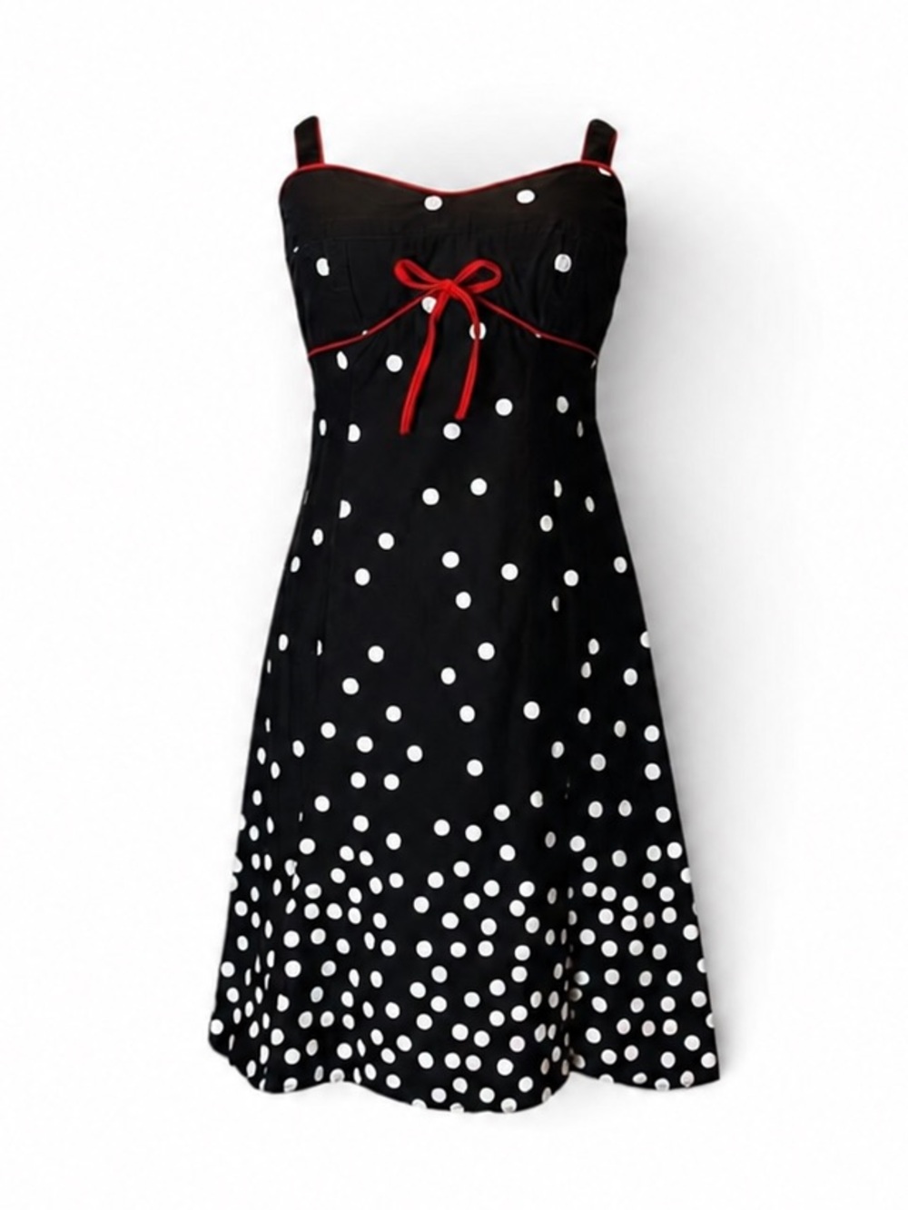 Vintage Y2K R&K Originals Polka Dot Pinup Dress 6P Black White Red Bow